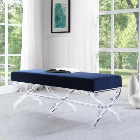 COMFORTCORRECT Brayden Velvet Acrylic X-Leg Bench - Navy CO3640049